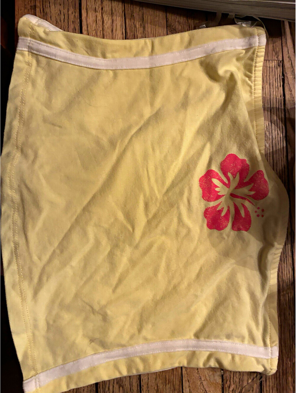 Grayson Threads Women’s Hibiscus Floral Tube Top Yellow/Pink S Jersey